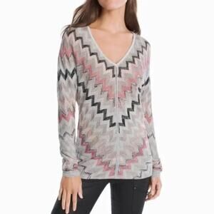 WHBM V-Neck Chevron Pullover Sweater